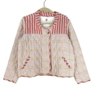 Anthropologie DRA Quilted Jacket Beige Red XS